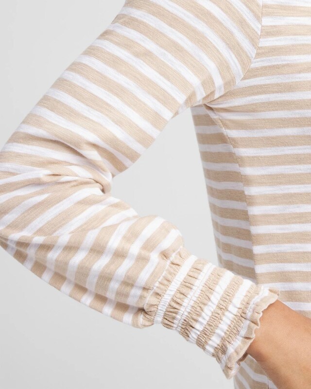 Stripe Smocked Cuff Tee - image 4